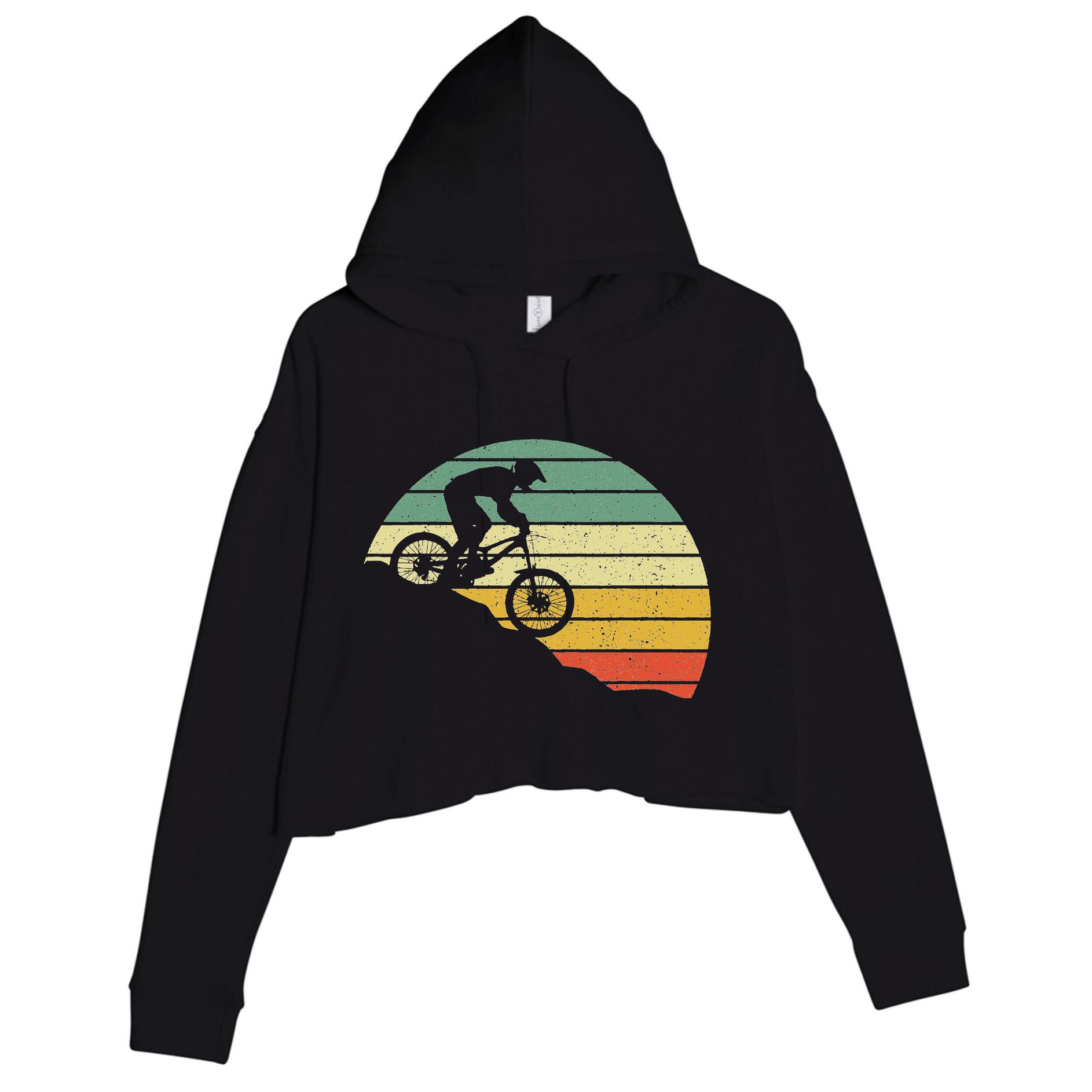 Downhill Mtb Mountain Bike Vintage Retro Mountain Bike Crop Fleece Hoodie