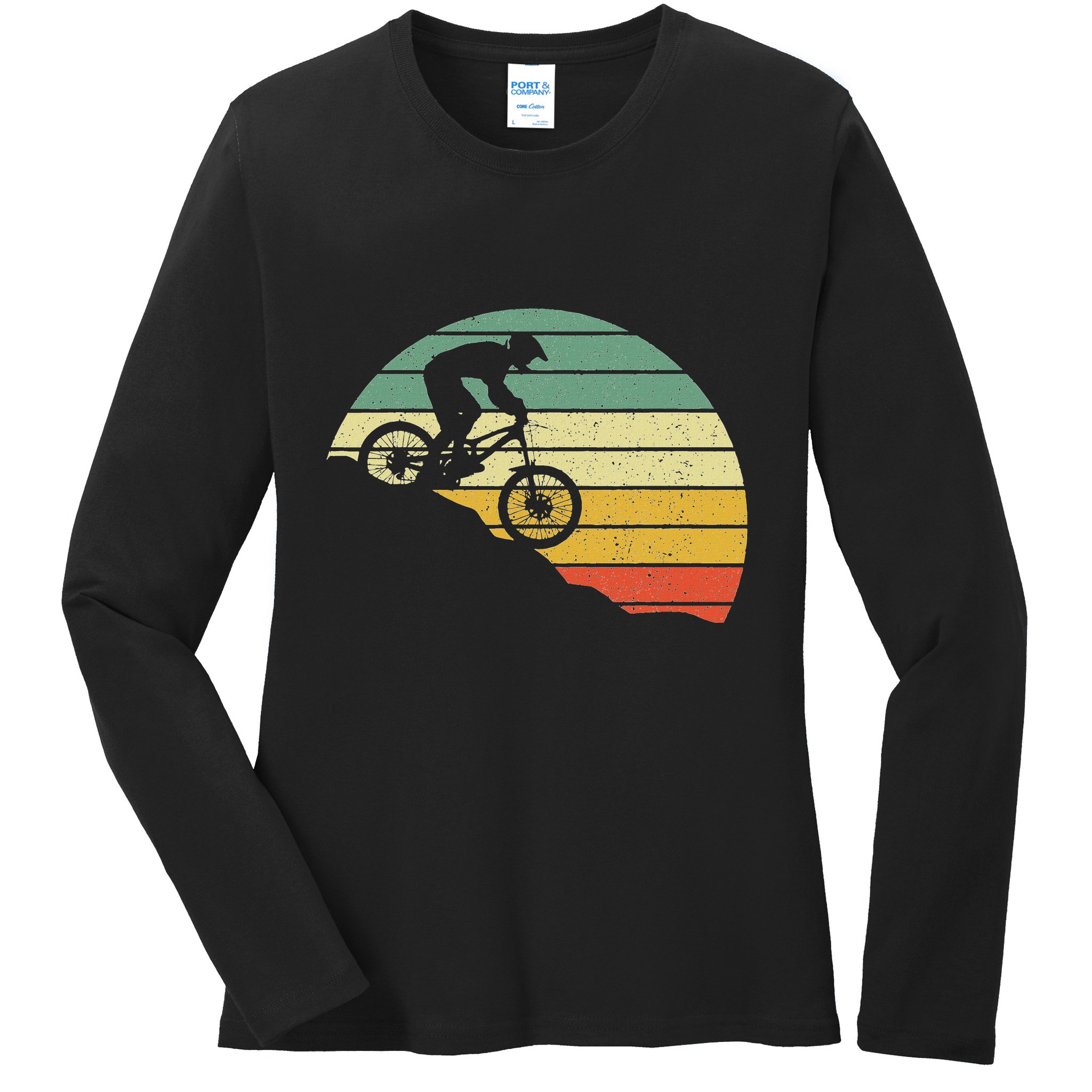 Downhill Mtb Mountain Bike Vintage Retro Mountain Bike Ladies Long Sleeve Shirt