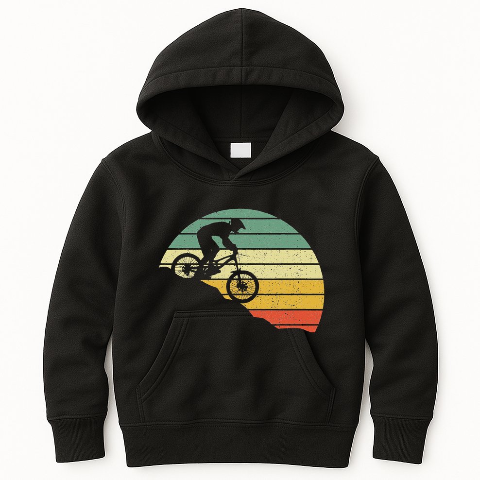 Downhill Mtb Mountain Bike Vintage Retro Mountain Bike Kids Hoodie