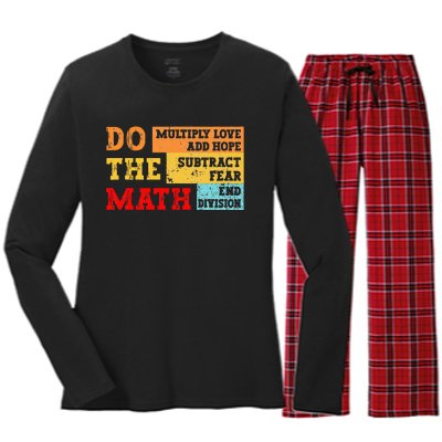 Do Math Multiply Love Add Hope Subtract Fear End Division Women's Long Sleeve Flannel Pajama Set 