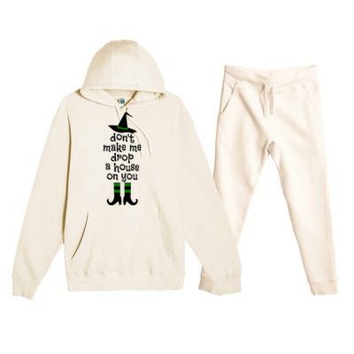 Don't Make Me Drop A House On You Wicked Witch Hat & Shoes Premium Hooded Sweatsuit Set