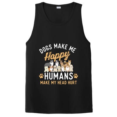 Dogs Make Me Happy Dog Lover Dog Owner Dog Mom Dog Dad PosiCharge Competitor Tank