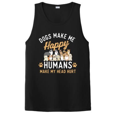 Dogs Make Me Happy Dog Lover Dog Owner Dog Mom Dog Dad PosiCharge Competitor Tank