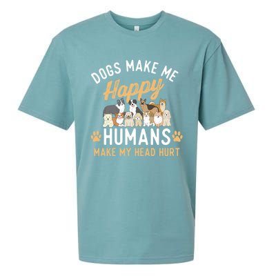 Dogs Make Me Happy Dog Lover Dog Owner Dog Mom Dog Dad Sueded Cloud Jersey T-Shirt