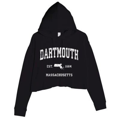 Dartmouth Massachusetts Ma Vintage Sports Crop Fleece Hoodie