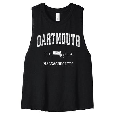 Dartmouth Massachusetts Ma Vintage Sports Women's Racerback Cropped Tank