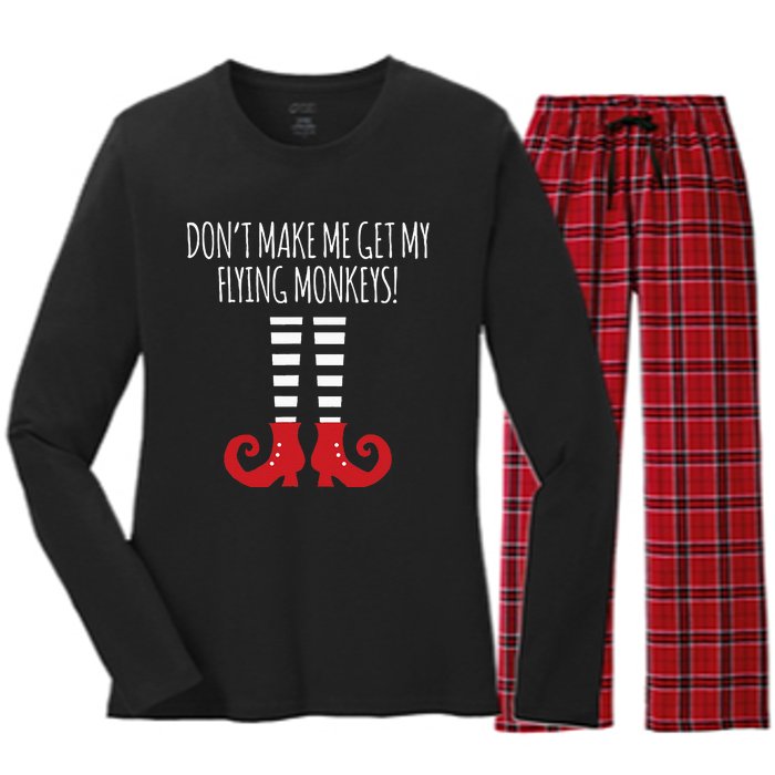 Dont Make Me Get My Flying Monkeys Halloween Costume Women's Long Sleeve Flannel Pajama Set 