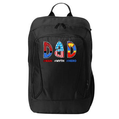 Dad Man Myth Superhero City Backpack