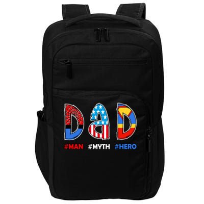 Dad Man Myth Superhero Impact Tech Backpack