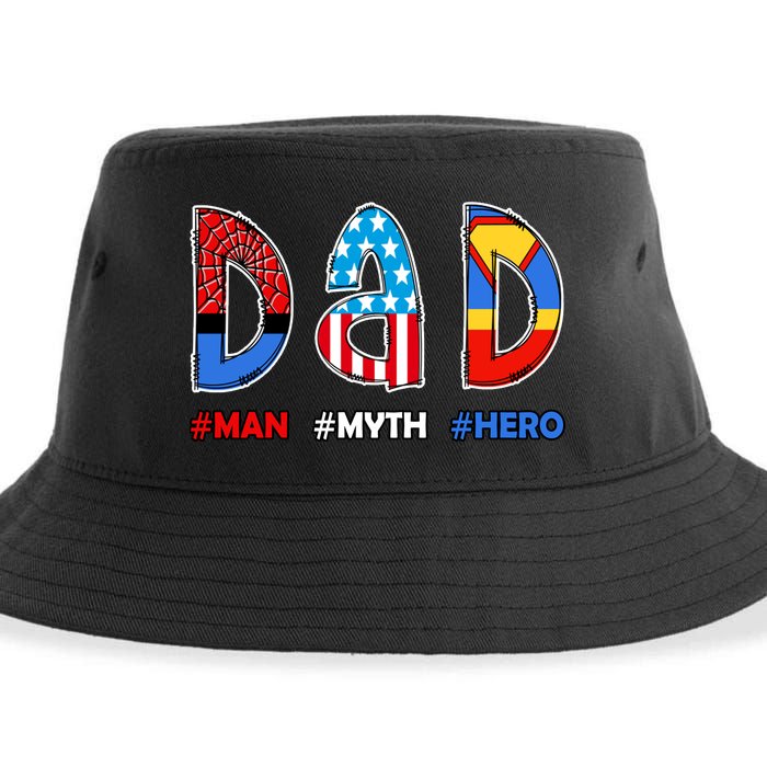 Dad Man Myth Superhero Sustainable Bucket Hat