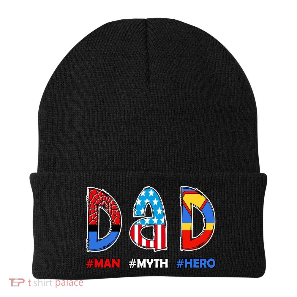 Dad Man Myth Superhero Knit Cap Winter Beanie