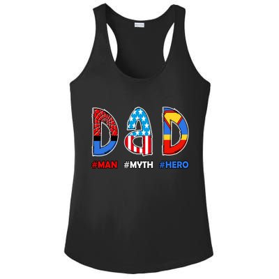Dad Man Myth Superhero Ladies PosiCharge Competitor Racerback Tank