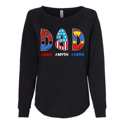 Dad Man Myth Superhero Womens California Wash Sweatshirt