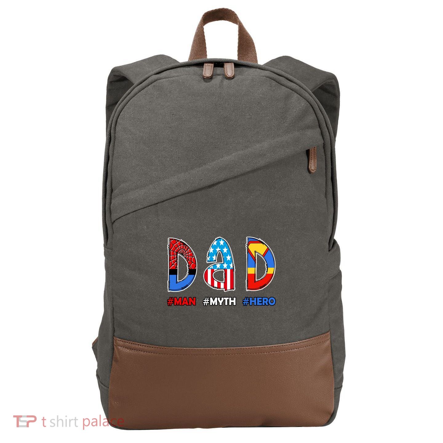 Dad Man Myth Superhero Cotton Canvas Backpack