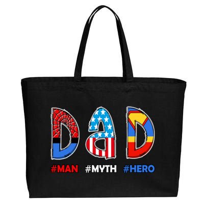 Dad Man Myth Superhero Cotton Canvas Jumbo Tote