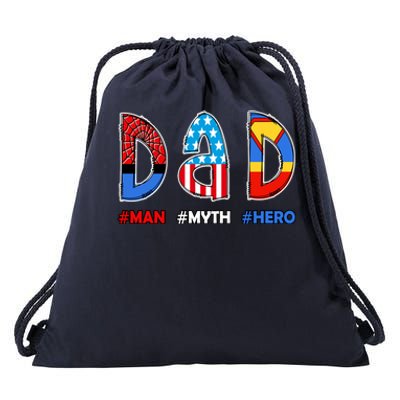 Dad Man Myth Superhero Drawstring Bag