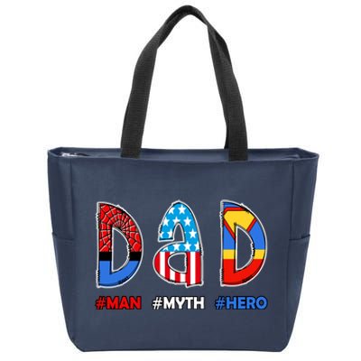 Dad Man Myth Superhero Zip Tote Bag