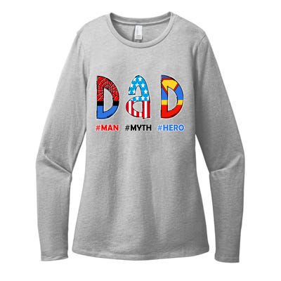 Dad Man Myth Superhero Womens CVC Long Sleeve Shirt