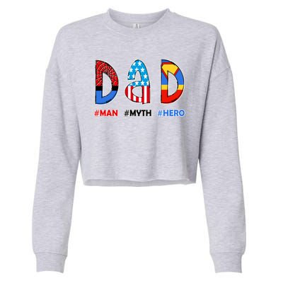 Dad Man Myth Superhero Cropped Pullover Crew