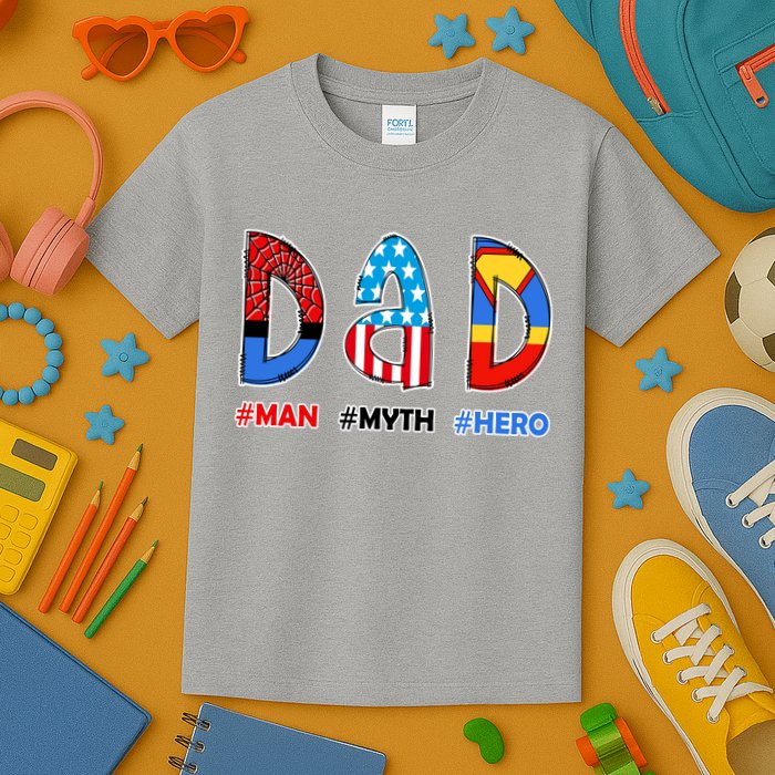 Dad Man Myth Superhero Kids T-Shirt
