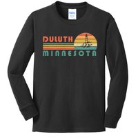 Duluth Minnesota MN Vintage Lighthouse Two Harbors Gift Kids Long Sleeve Shirt