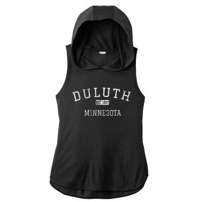 Duluth Minnesota MN Vintage sport Ladies PosiCharge Tri-Blend Wicking Draft Hoodie Tank