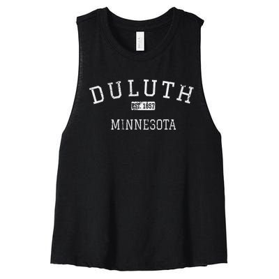 Duluth Minnesota MN Vintage sport Women's Racerback Cropped Tank