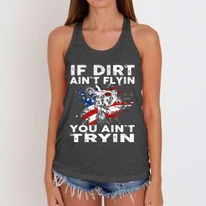 Dirtbike Motocross MX If Dirt Aint Flyin You Aint Tryin US Women's Knotted Racerback Tank