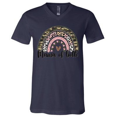 Dirt Mom Mama Of Both Leopard & Camo Mother's DayGift V-Neck T-Shirt