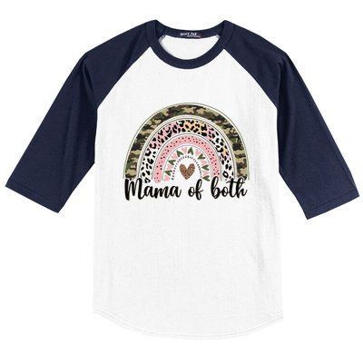 Dirt Mom Mama Of Both Leopard & Camo Mother's DayGift Baseball Sleeve Shirt