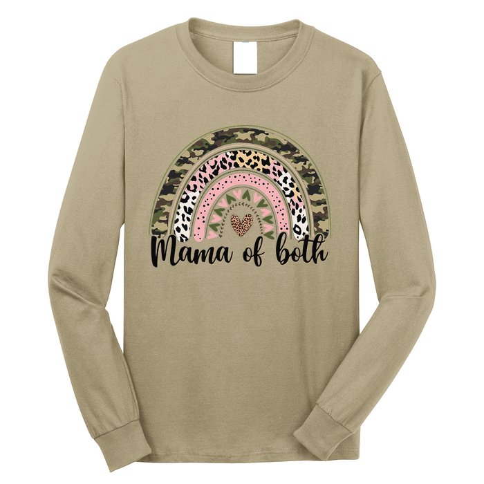 Dirt Mom Mama Of Both Leopard & Camo Mother's DayGift Long Sleeve Shirt