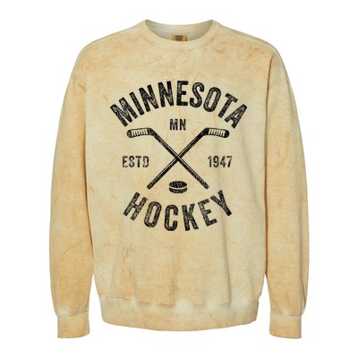 Distressed Minnesota Mn Ice Hockey Sticks Vintage Colorblast Crewneck Sweatshirt