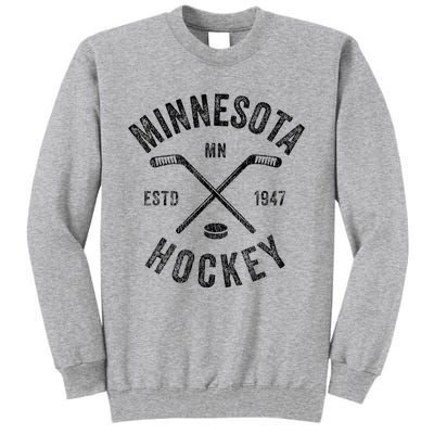 Distressed Minnesota Mn Ice Hockey Sticks Vintage Tall Sweatshirt