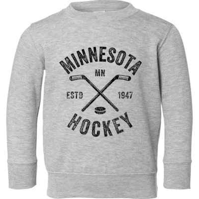 Distressed Minnesota Mn Ice Hockey Sticks Vintage Toddler Sweatshirt