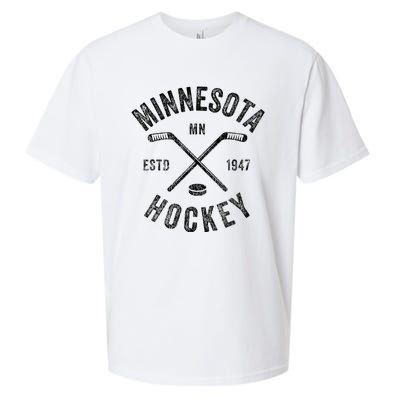 Distressed Minnesota Mn Ice Hockey Sticks Vintage Sueded Cloud Jersey T-Shirt