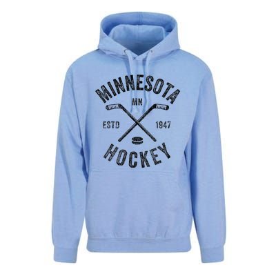 Distressed Minnesota Mn Ice Hockey Sticks Vintage Unisex Surf Hoodie