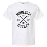 Distressed Minnesota Mn Ice Hockey Sticks Vintage Garment-Dyed Heavyweight T-Shirt