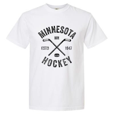 Distressed Minnesota Mn Ice Hockey Sticks Vintage Garment-Dyed Heavyweight T-Shirt