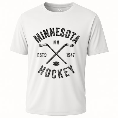 Distressed Minnesota Mn Ice Hockey Sticks Vintage Performance Shirt