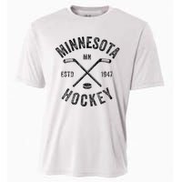 Distressed Minnesota Mn Ice Hockey Sticks Vintage Cooling Performance Crew T-Shirt