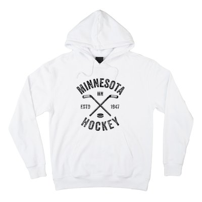 Distressed Minnesota Mn Ice Hockey Sticks Vintage Hoodie