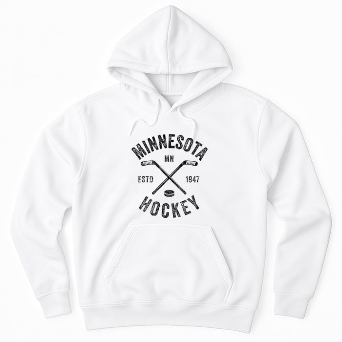 Distressed Minnesota Mn Ice Hockey Sticks Vintage Hoodie