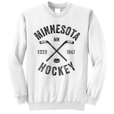 Distressed Minnesota Mn Ice Hockey Sticks Vintage Sweatshirt