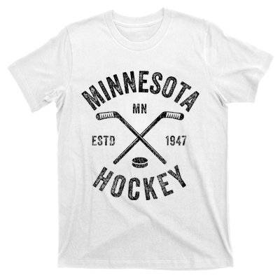 Distressed Minnesota Mn Ice Hockey Sticks Vintage T-Shirt