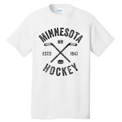 Distressed Minnesota Mn Ice Hockey Sticks Vintage Tall T-Shirt