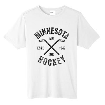 Distressed Minnesota Mn Ice Hockey Sticks Vintage Tall Fusion ChromaSoft Performance T-Shirt