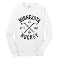 Distressed Minnesota Mn Ice Hockey Sticks Vintage Tall Long Sleeve T-Shirt