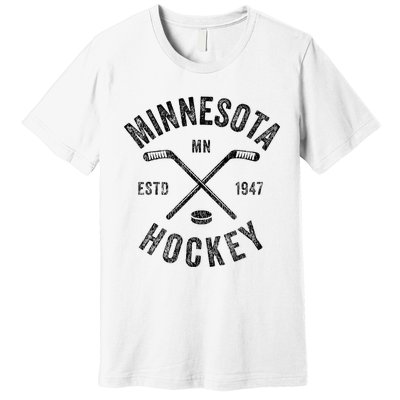 Distressed Minnesota Mn Ice Hockey Sticks Vintage Premium T-Shirt