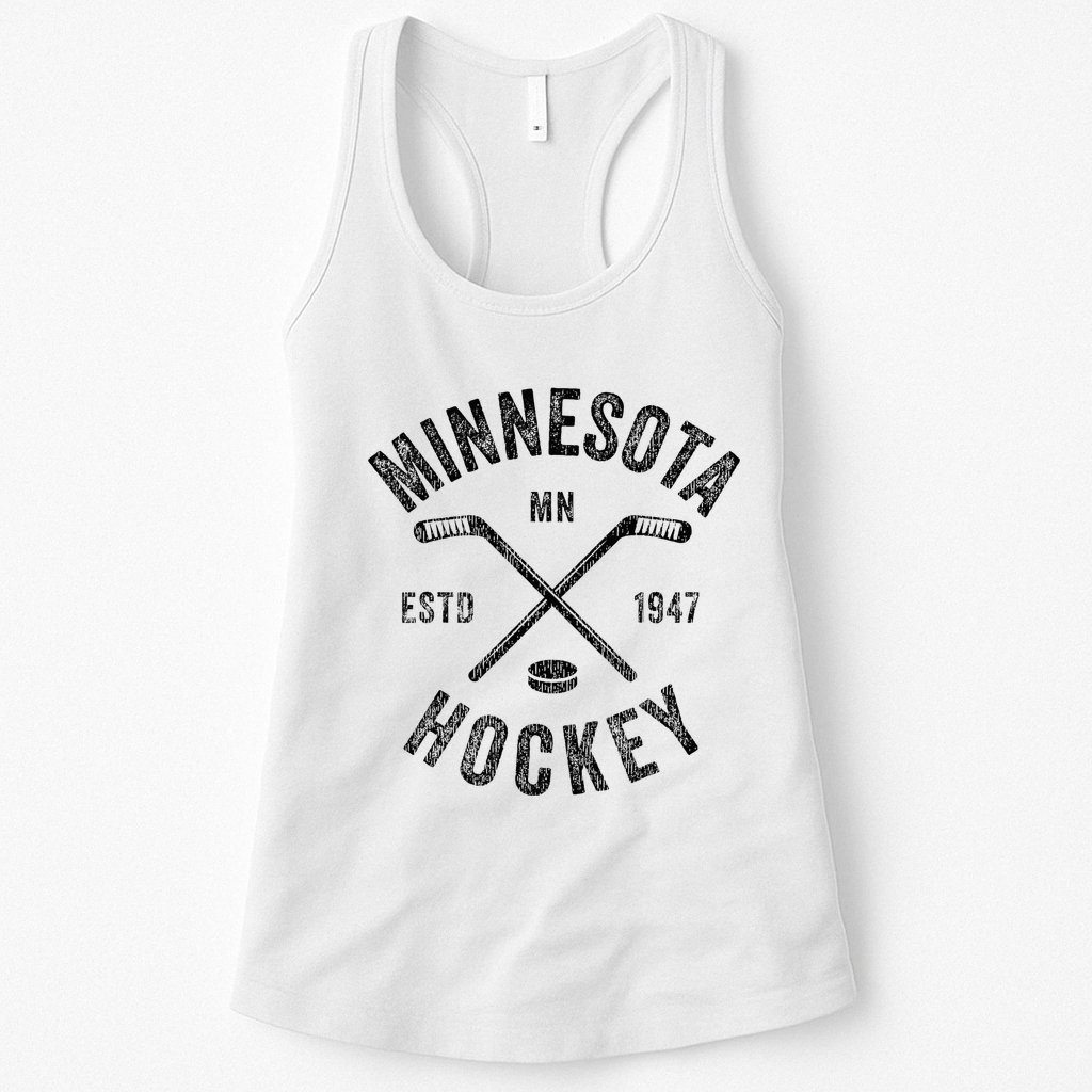 Distressed Minnesota Mn Ice Hockey Sticks Vintage Womens Tank Top