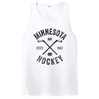 Distressed Minnesota Mn Ice Hockey Sticks Vintage PosiCharge Competitor Tank